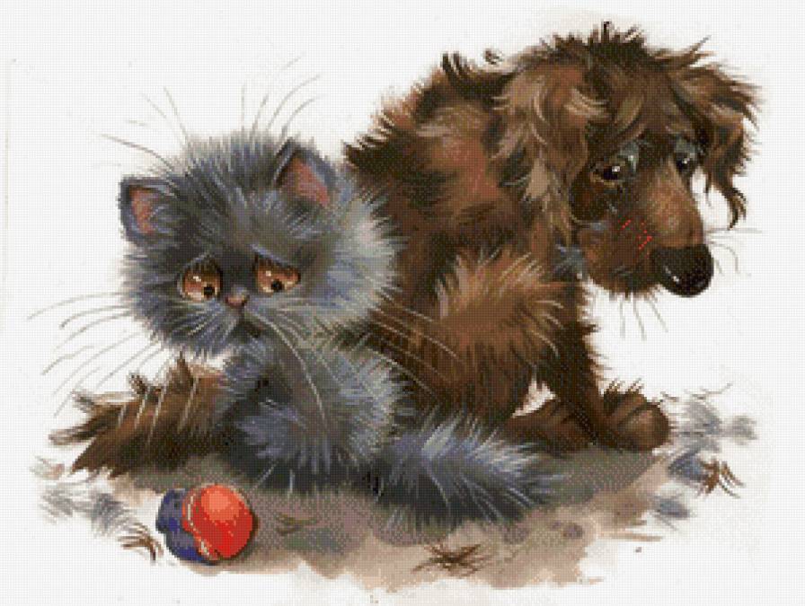 кот и пёс - собака, детское, кот, игра, дружба, кошка, животные - предпросмотр