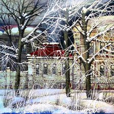 Схема вышивки «зимний город»