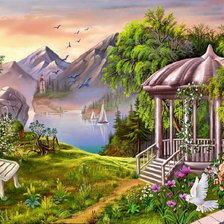 Схема вышивки «пейзаж»