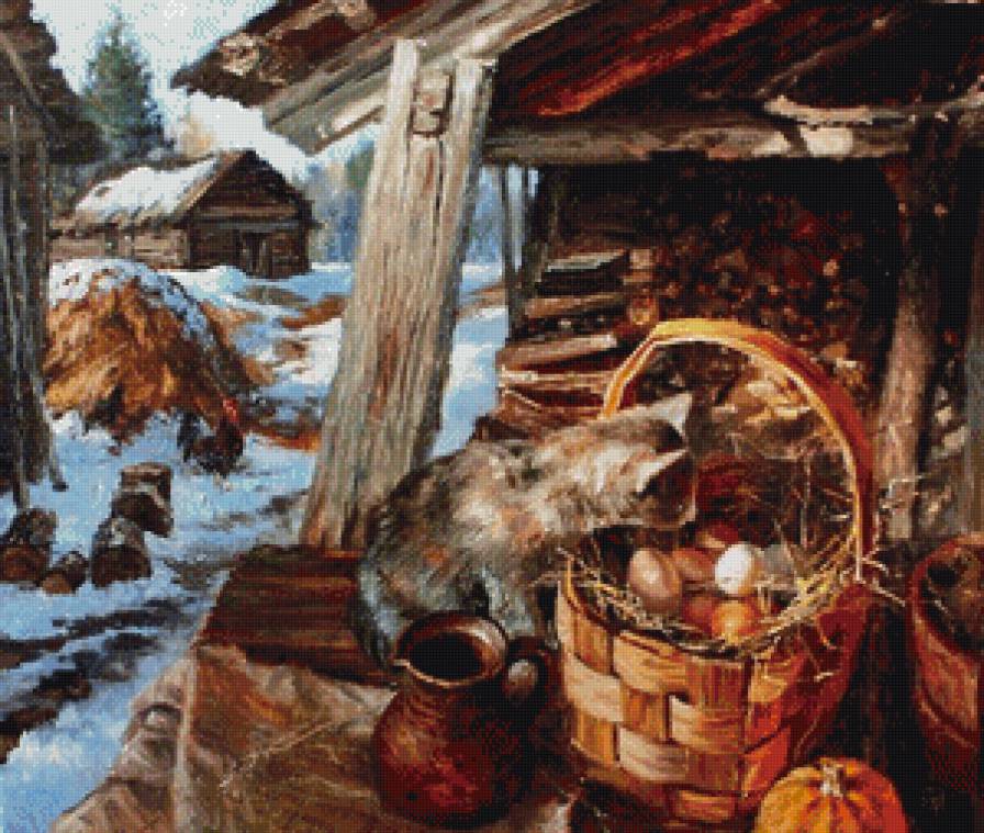 В.Жданов3 - кот, деревня, картина, художник - предпросмотр