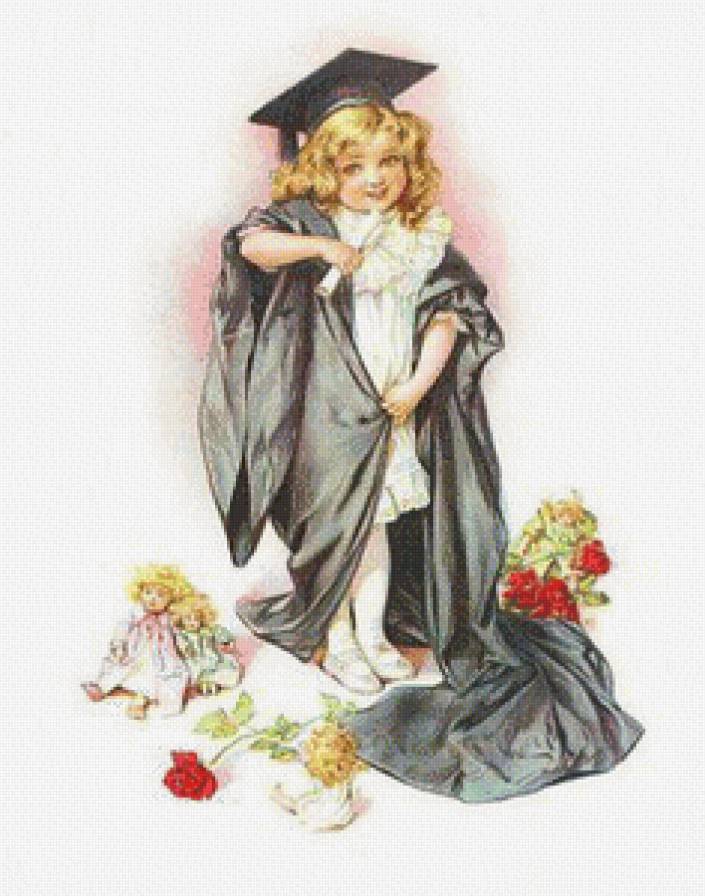 старинная открытка - открытка, дети, девочка - предпросмотр