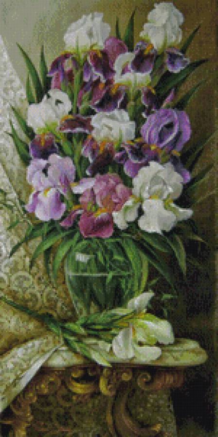 №695159 - натюрморт, картина, цветы, ирисы - предпросмотр