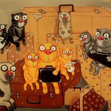 Схема вышивки «Коты - путешественники»