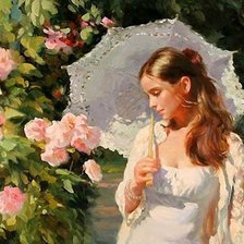 Схема вышивки «Девушка с зонтиком»