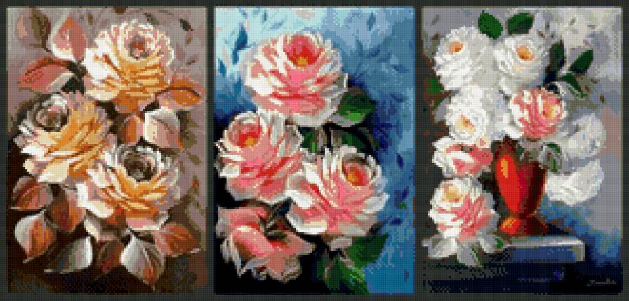 триптих - цветы - предпросмотр