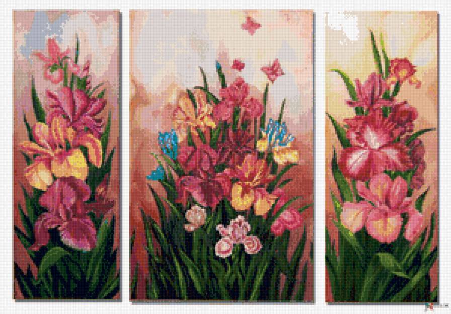триптих - цветы - предпросмотр