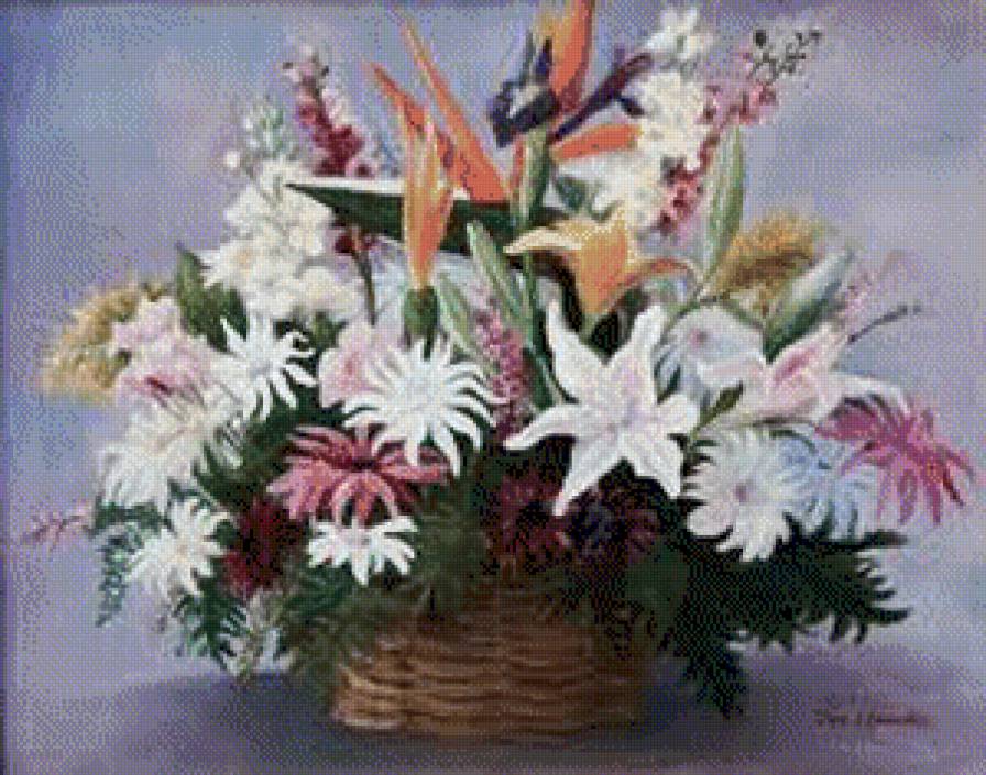 Корзина с цветами - корзина, букет, цветы - предпросмотр