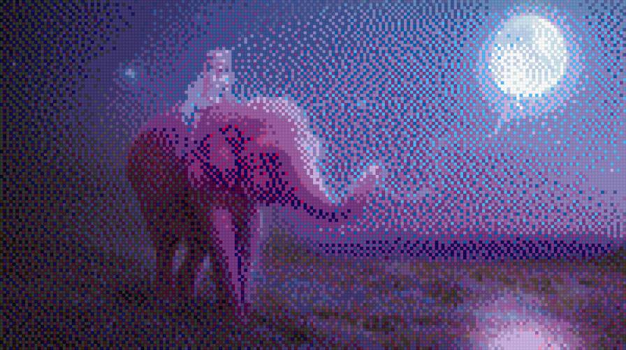 №696652 - луна, слон, девочка, фэнтези - предпросмотр