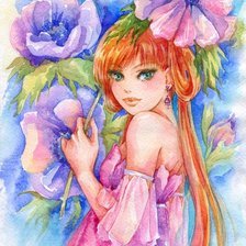 Схема вышивки «девушка в цветах»