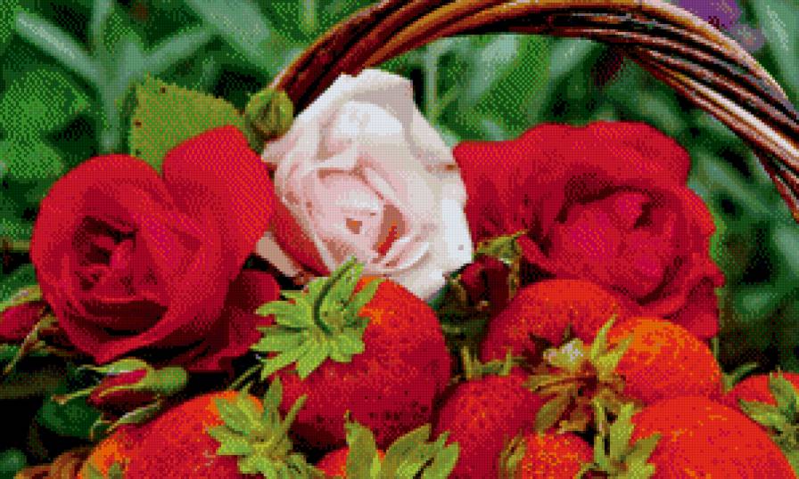 Клубничка - цветы, клубника, фрукты - предпросмотр