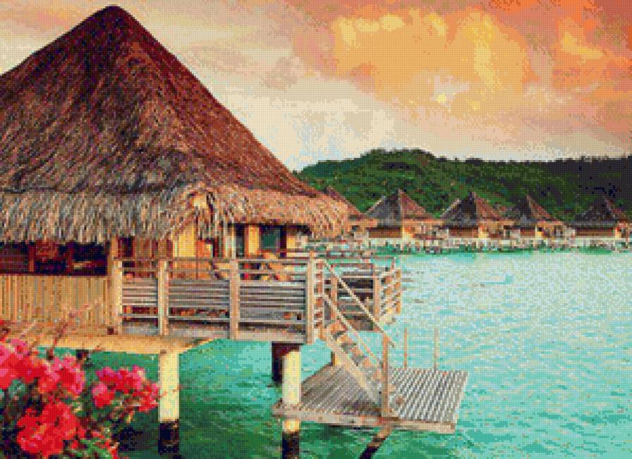 Paradise - пляж, отдых, лето, океан, бунгало, море - предпросмотр