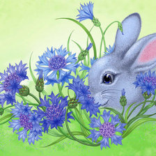 Схема вышивки «кролик в васельках»