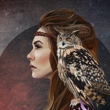 Схема вышивки «Девушка и сова»