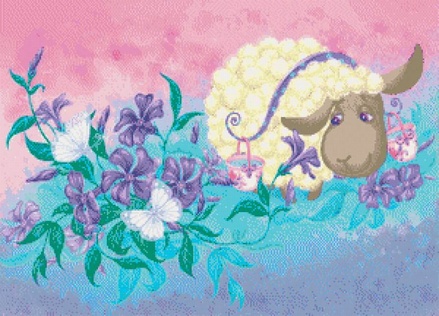 барашек - барашек, цветы, животные - предпросмотр