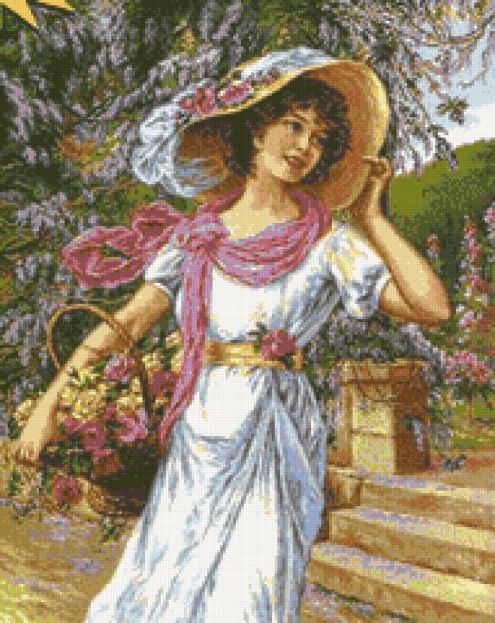 Майский ветерок.Emile Vernon - девушка, живопись, дама, картина, emile vernon - предпросмотр