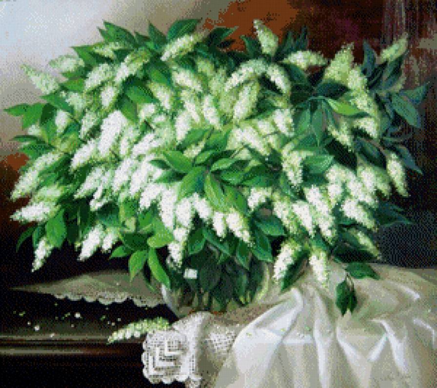 букет черемухи - картина, цветы, букет - предпросмотр