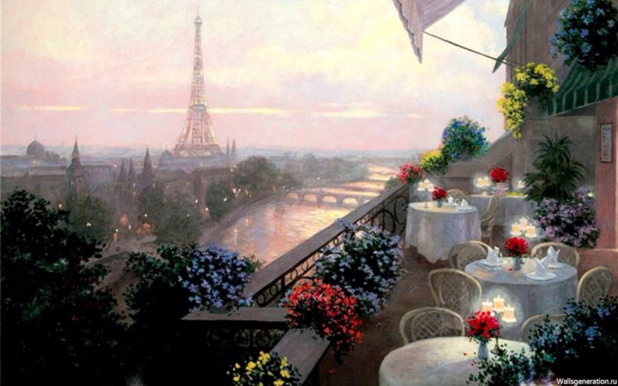 Париж - терраса, париж, городской пейзаж, эйфелевая башня - оригинал