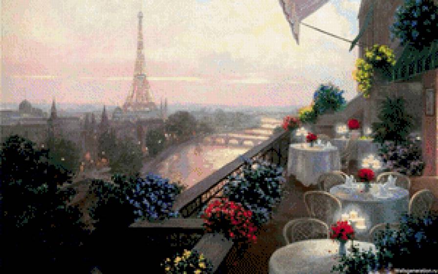 Париж - терраса, городской пейзаж, эйфелевая башня, париж - предпросмотр