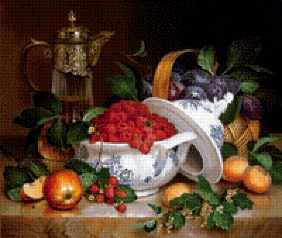 Натюрморт с малиной - малина, фрукты - предпросмотр