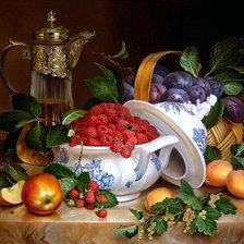 Схема вышивки «Натюрморт с малиной»