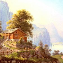 Схема вышивки «горная деревушка»