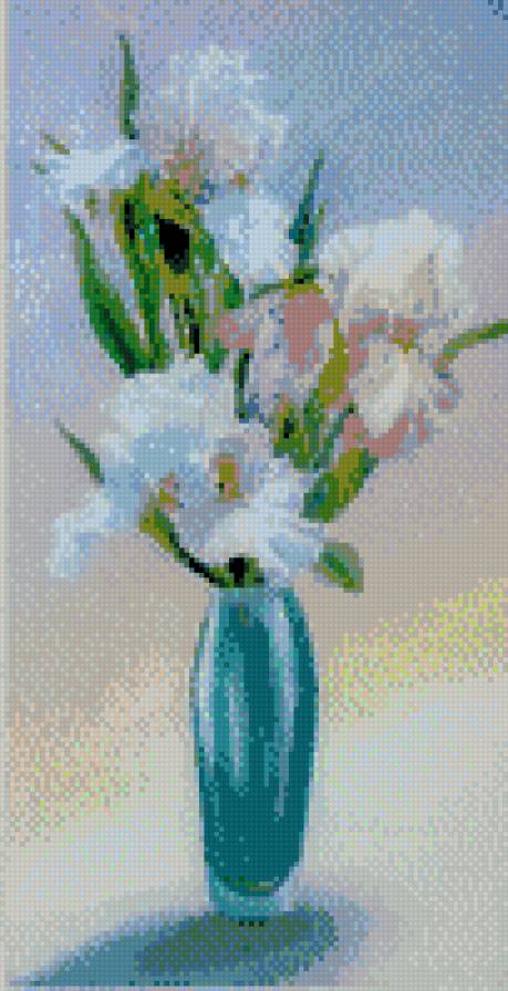 ирисы - триптих, ирисы, ваза - предпросмотр