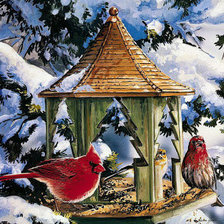 Схема вышивки «Птицы зимой»