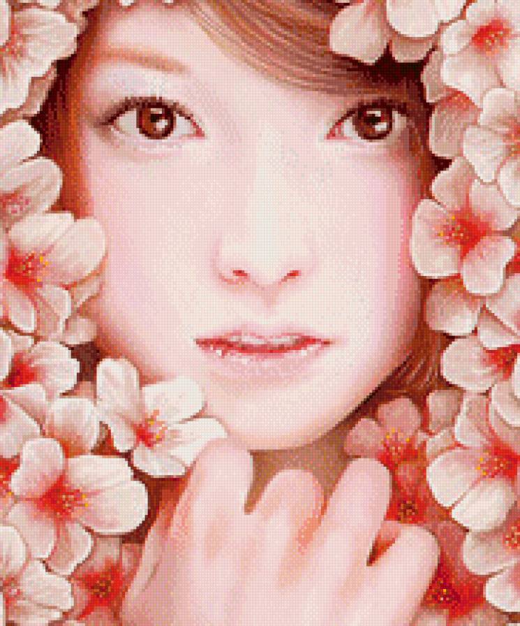 женский образ - девушки, восток, портрет, женщина, лицо, азия, нежность, люди, цветы - предпросмотр