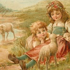 Схема вышивки «Дети и овечки»