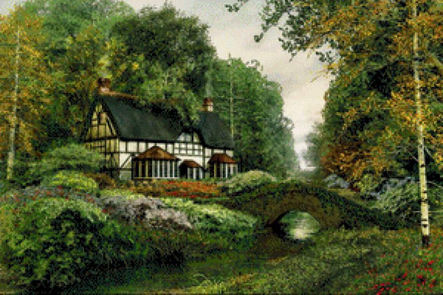 домик в лесу - пейзаж - предпросмотр