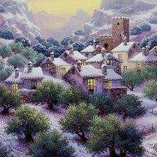 зимний вечер в горах