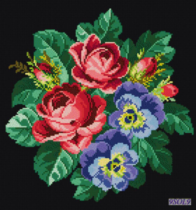 серия "цветы" - .цветы.розы.анютки. - предпросмотр