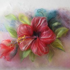 Схема вышивки «ветка гибискуса»