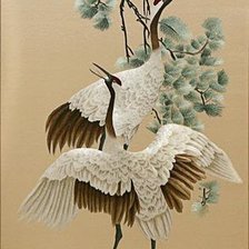 Схема вышивки «Журавли под сосной»