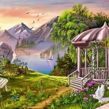 беседка в горах