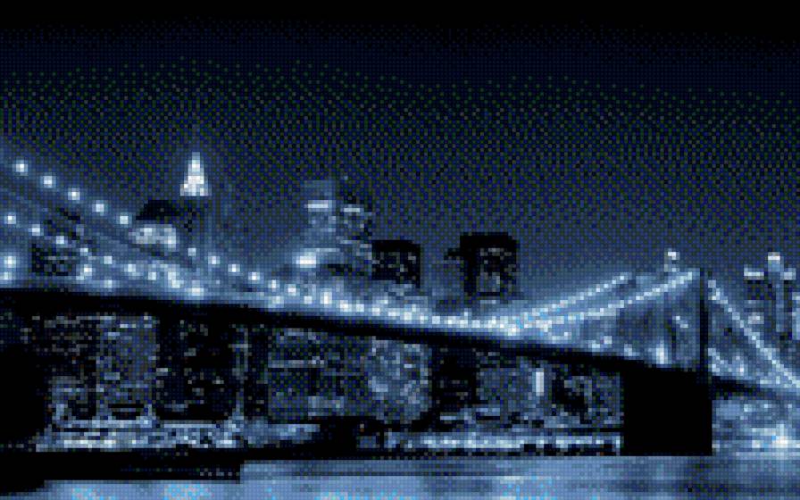 Ночной мост - мост, ночь, город, вода - предпросмотр