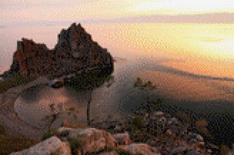 Скала Шаманка на закате - природа, ольхон, байкал - предпросмотр