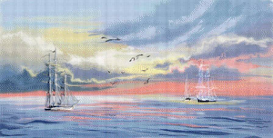 кораблики - корабли, нежность, корабль, море, пейзаж - предпросмотр