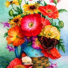 Схема вышивки «цветы и бабочки»