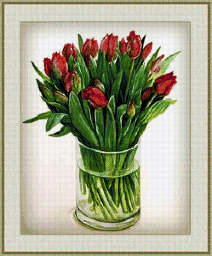 Акварель 16 - цветы, тюльпаны, букет - предпросмотр