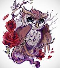 Схема вышивки «Сова и розы»