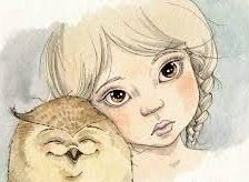 Схема вышивки «Сова и девочка»