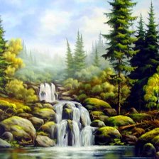 Схема вышивки «лесной водопад»