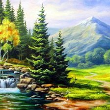 Схема вышивки «лесной водопад»