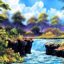 Схема вышивки «лесной водопад»