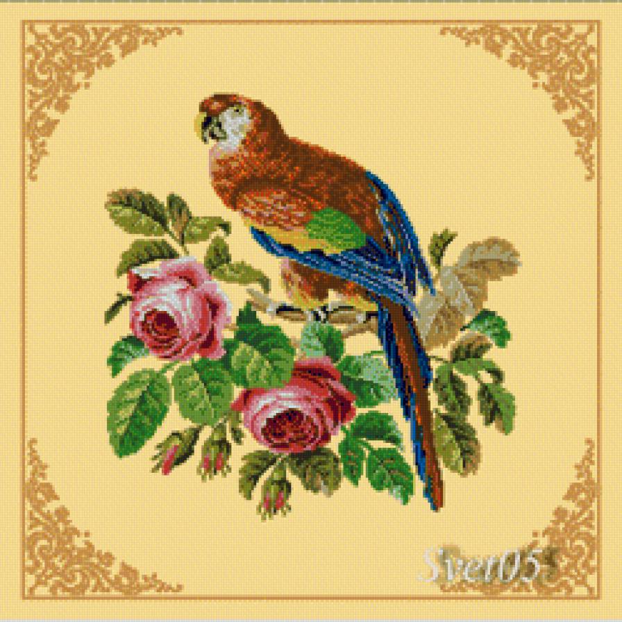 серия "подушки" - подушка.розы.птица - предпросмотр