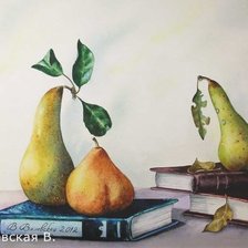 Схема вышивки «книжно-грушевый натюрморт»