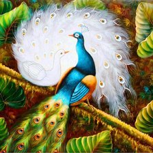 Схема вышивки «два павлина»