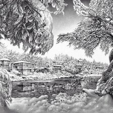 Схема вышивки «Зимний пейзаж»