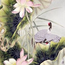 Схема вышивки «Журавли и лотос»